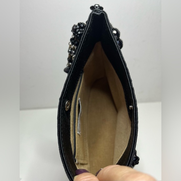 Anya Hindmarch Black Satin Beaded Mini Shoulder Bag Tassel Evening Y2K England - Picture 10 of 12
